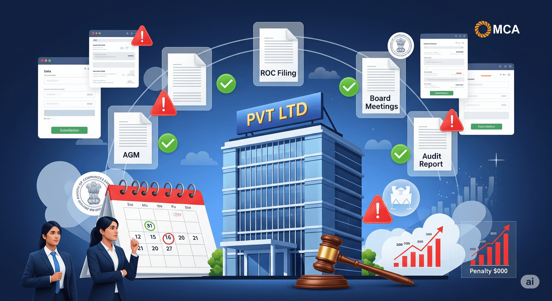 Annual compliance requirements for private limited company with ROC filing checklist